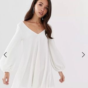 NWOT ASOS DESIGN textured mini v neck swing dress